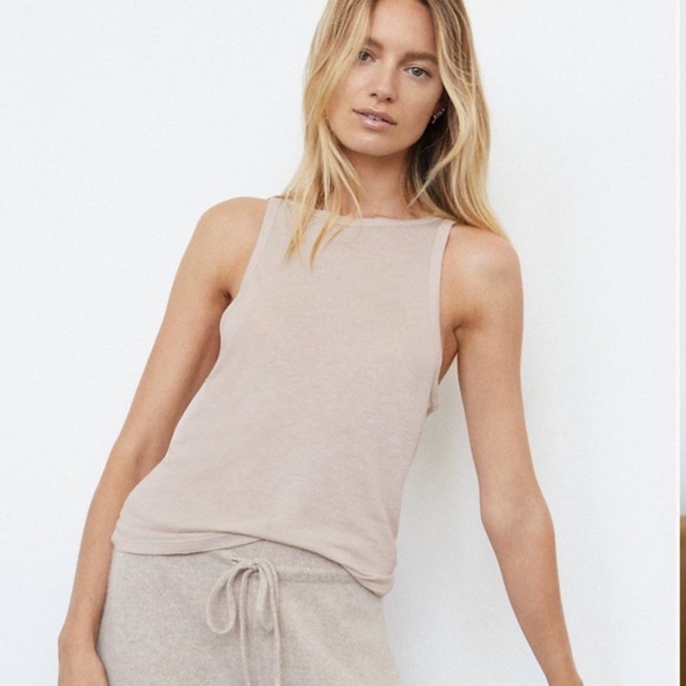 Aritzia The Group by Babaton Foundation Linen Tank in Pumice Grey, XS